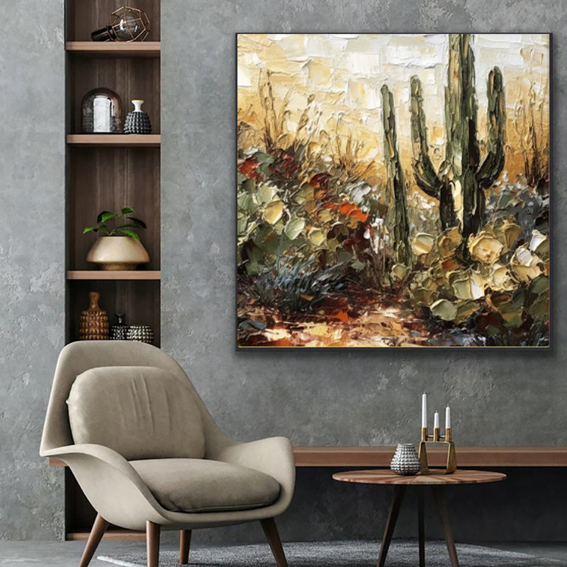Dipinto a mano da intelaiare — Cactus