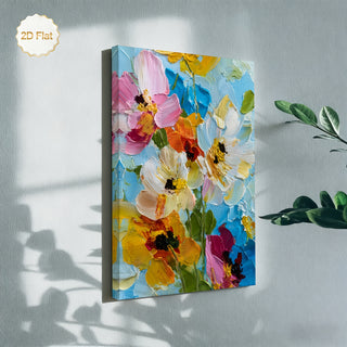 Stampa su tela intelaiata — Fiori a Impasto