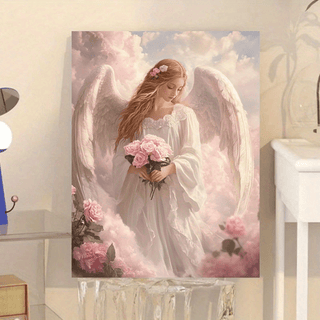 Stampa su tela intelaiata — Angelo con Rose