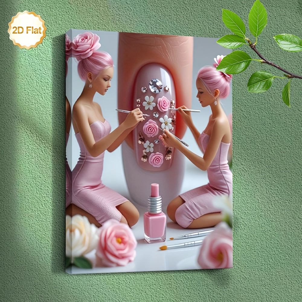 Stampa su tela — Ragazza Capelli Rosa