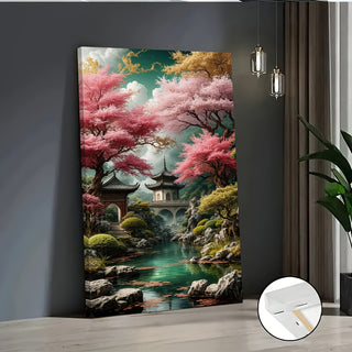 Stampa su tela intelaiata — Pagoda in Fiore