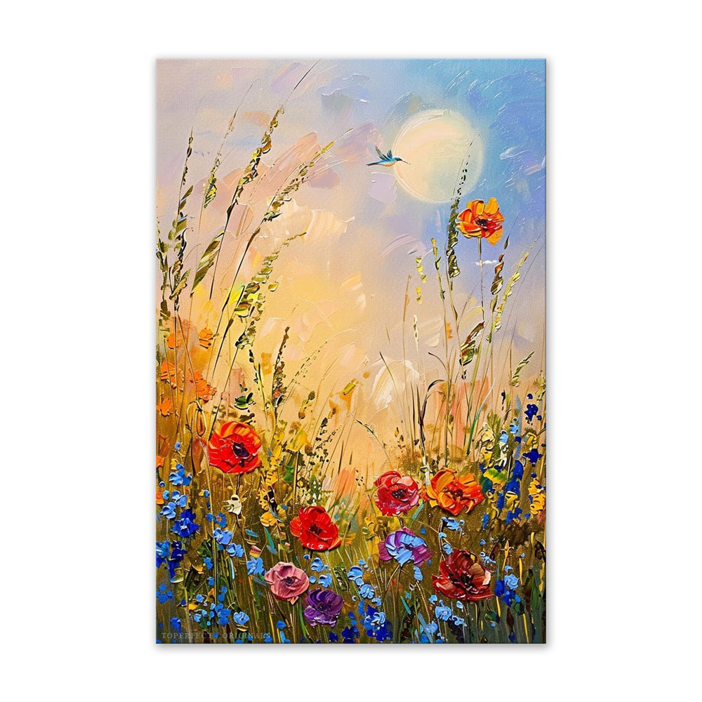 Dipinto a mano da intelaiare — Fiori Astratti
