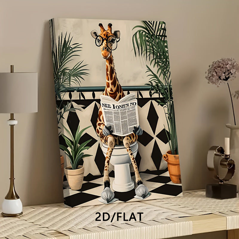 Stampa su tela intelaiata — Giraffa in Bagno