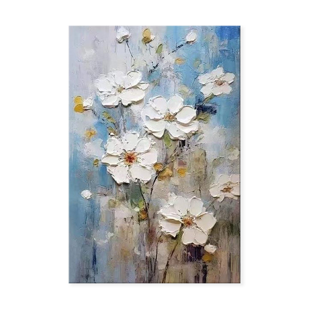 Dipinto a mano da intelaiare — Fiori Bianchi