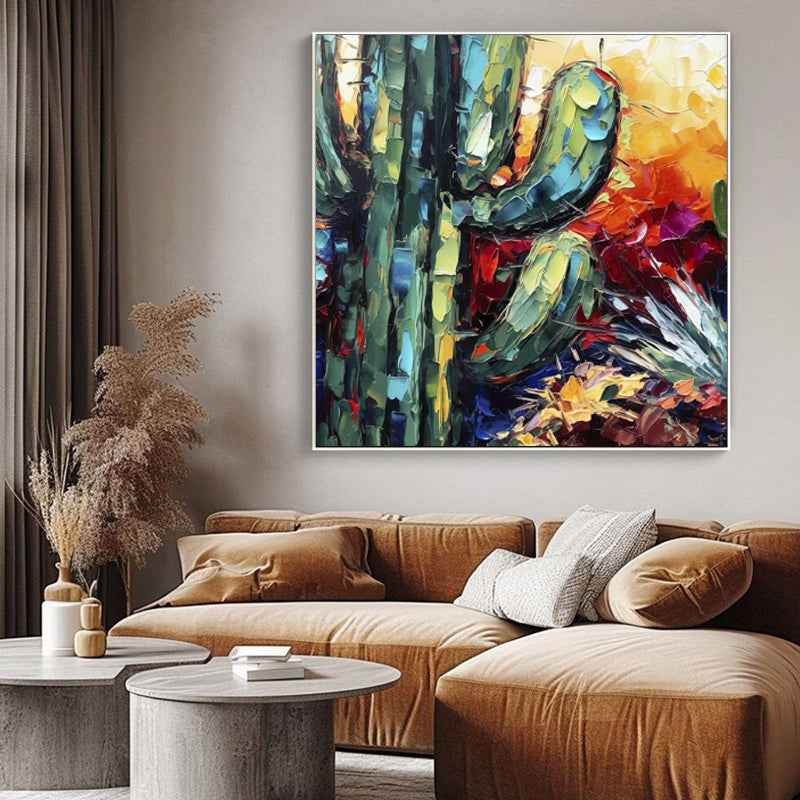 Dipinto a mano da intelaiare — Cactus