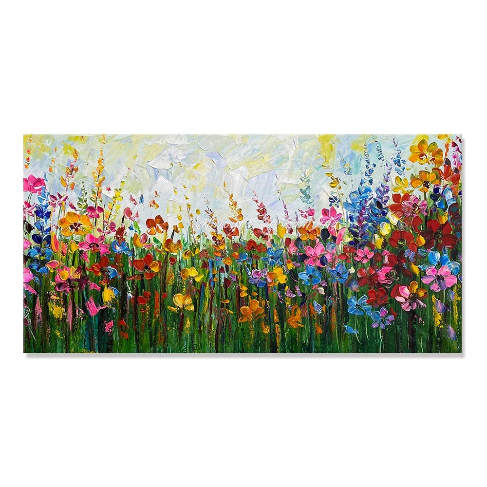 Dipinto a mano da intelaiare — Fiori a Spatola