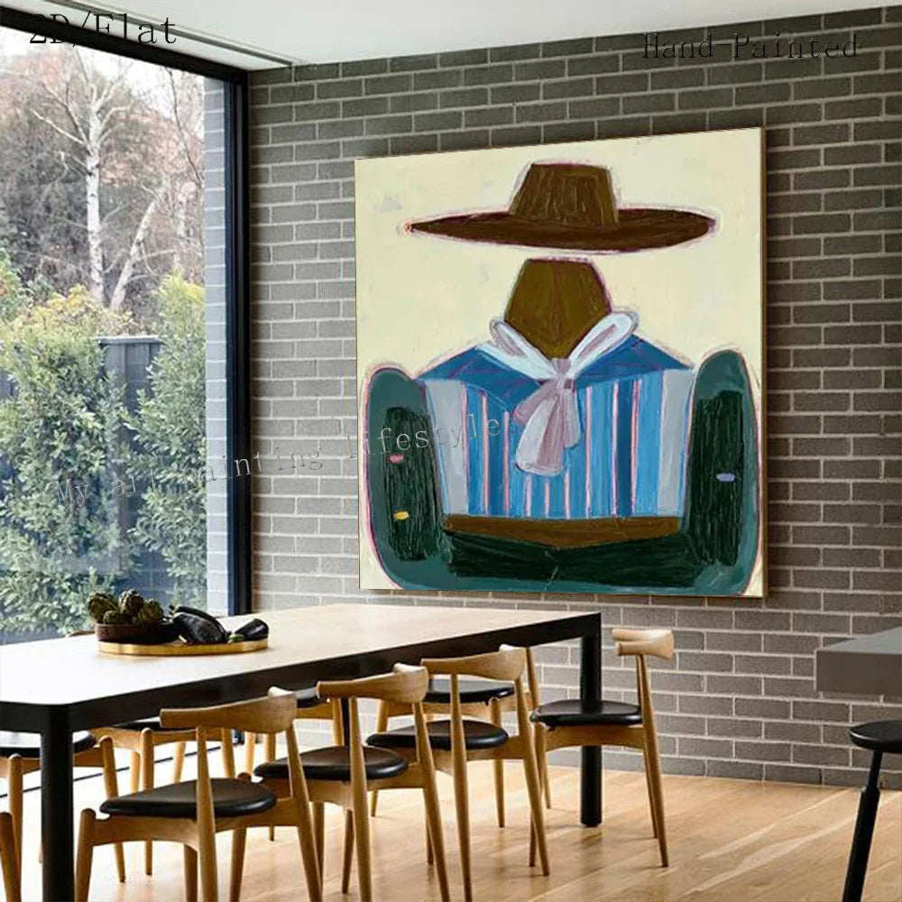Dipinto a mano da intelaiare — Cowboy in Poltrona