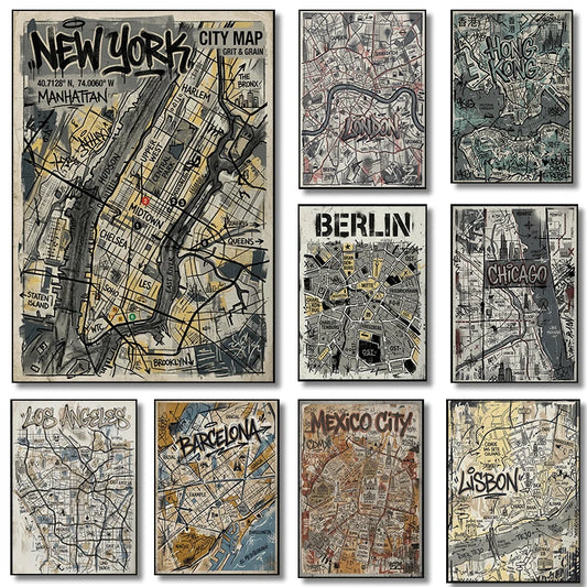 Stampa su tela da intelaiare — Mappe Urbane