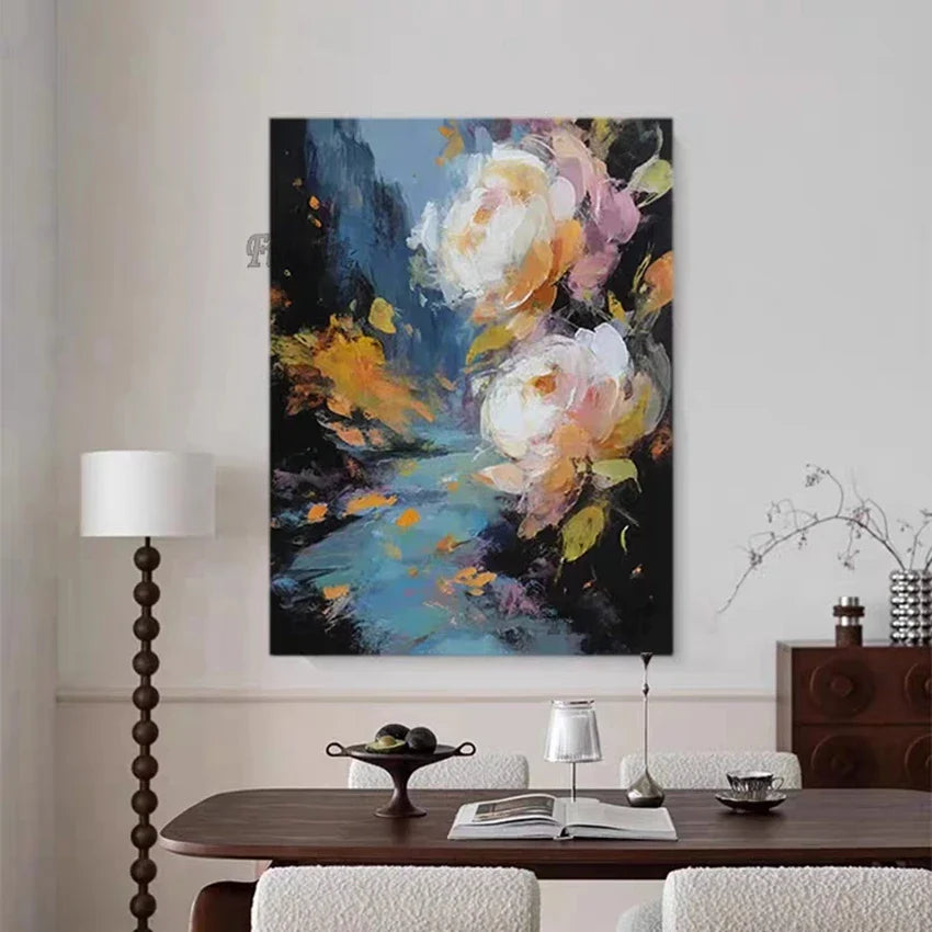 Dipinto a mano da intelaiare — Astratto Rosa