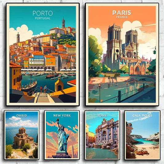 Stampa su tela da intelaiare — Porto e Parigi