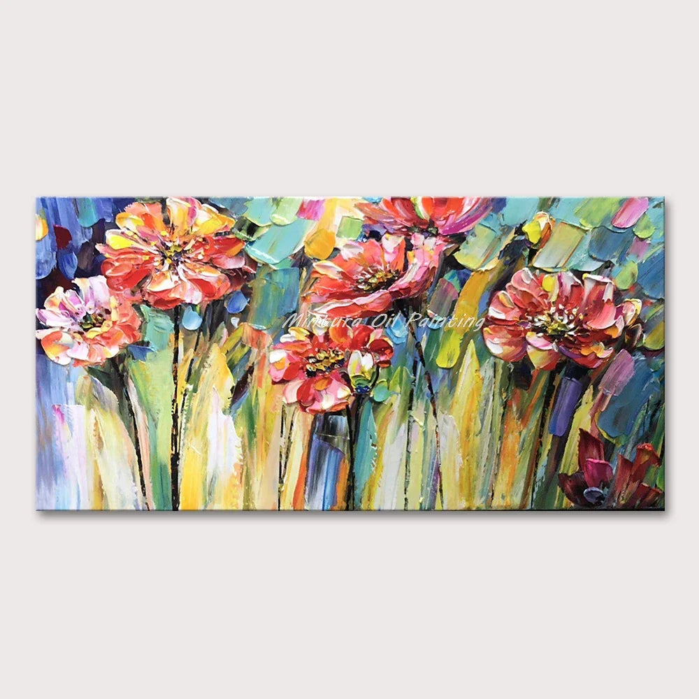 Dipinto a mano da intelaiare — Fiori a Spatola