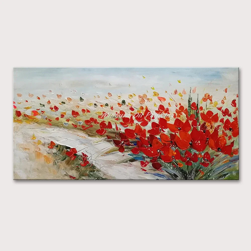 Dipinto a mano da intelaiare — Fiori a Spatola