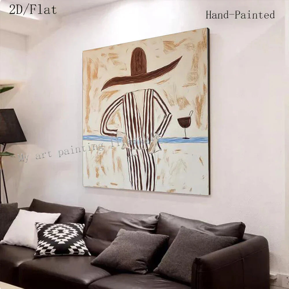 Dipinto a mano da intelaiare — Cowboy in Poltrona