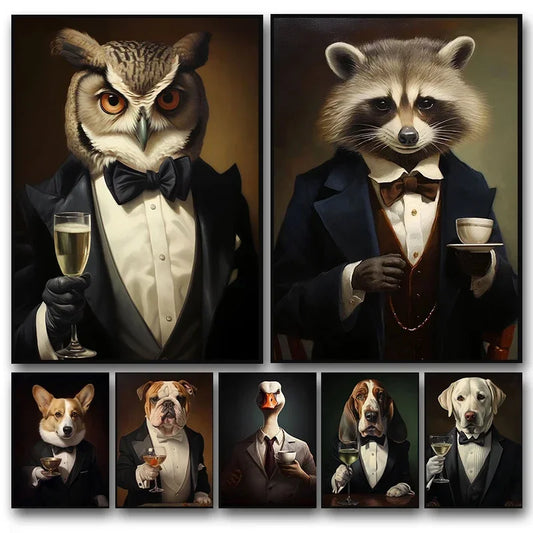 Stampa su tela da intelaiare — Animali in Smoking
