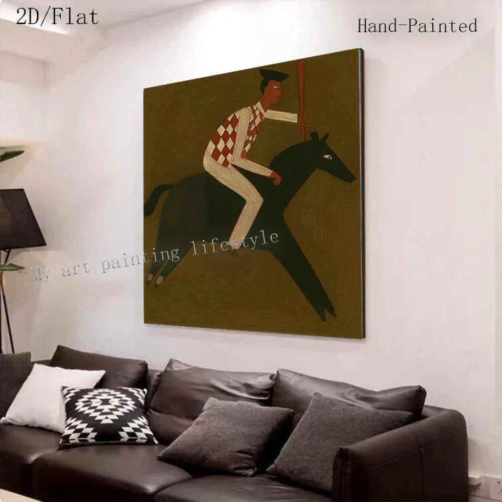 Dipinto a mano da intelaiare — Cowboy in Poltrona
