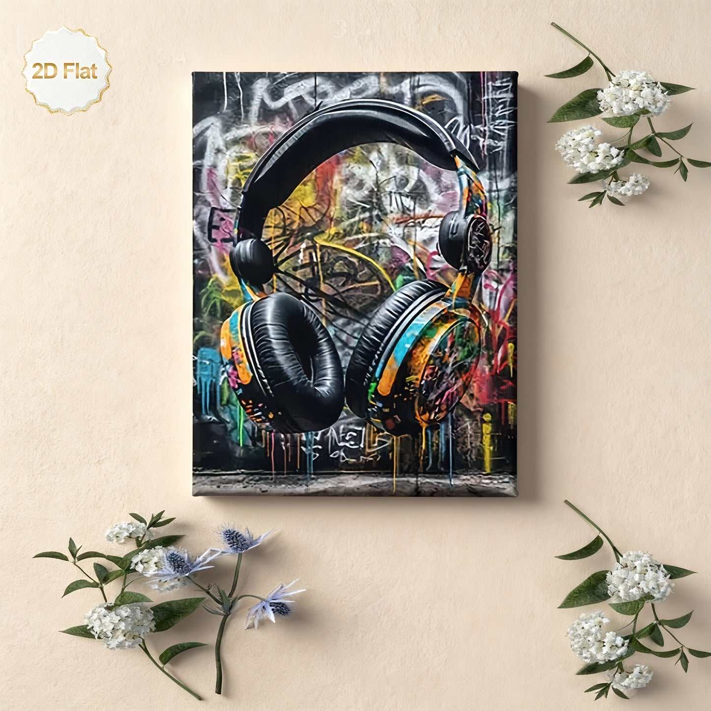 Stampa su tela intelaiata — Auricolari Graffiti