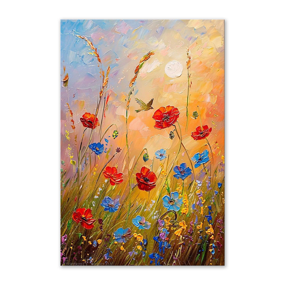 Dipinto a mano da intelaiare — Fiori Astratti