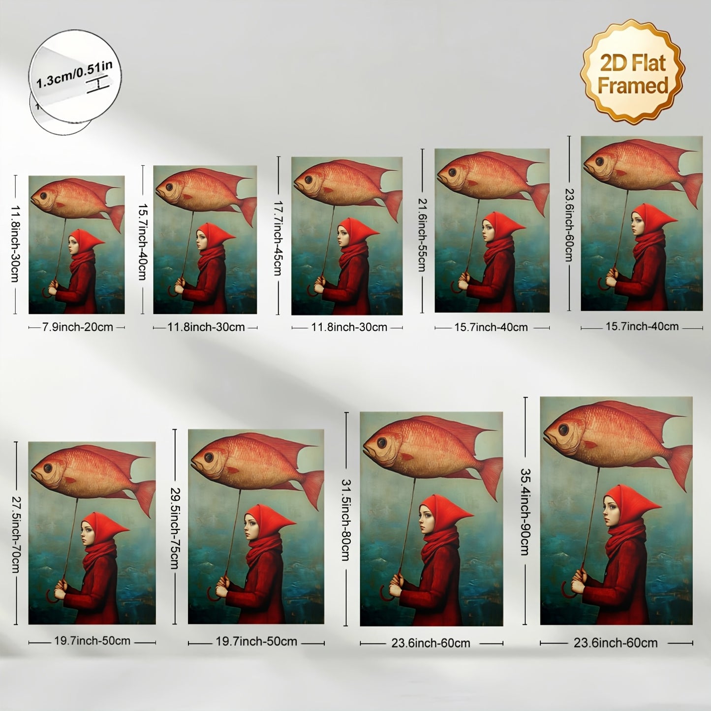 Stampa su tela intelaiata — Pesce Rosso Surreale