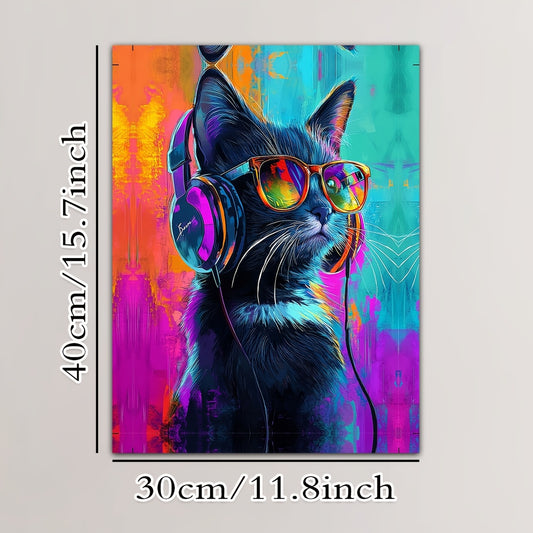 Stampa su tela — Gatto con Cuffie