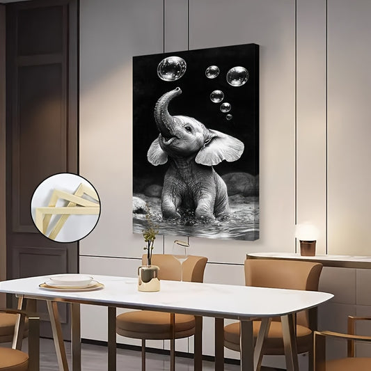 Stampa su tela intelaiata — Elefante con Bolle