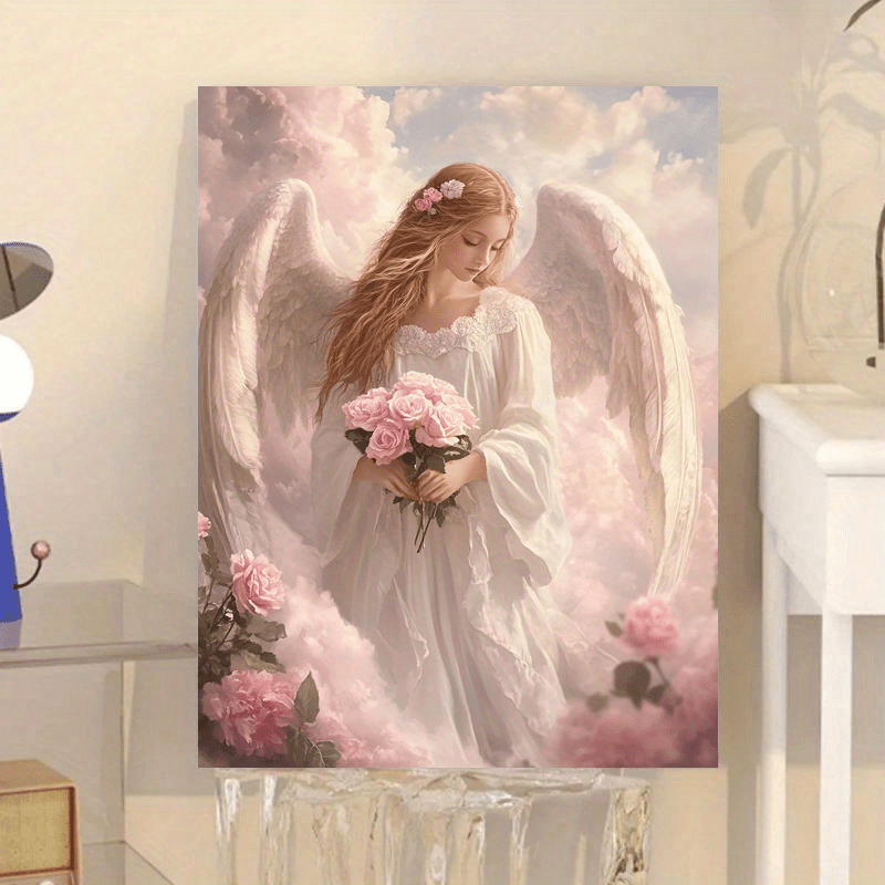 Stampa su tela intelaiata — Angelo con Rose