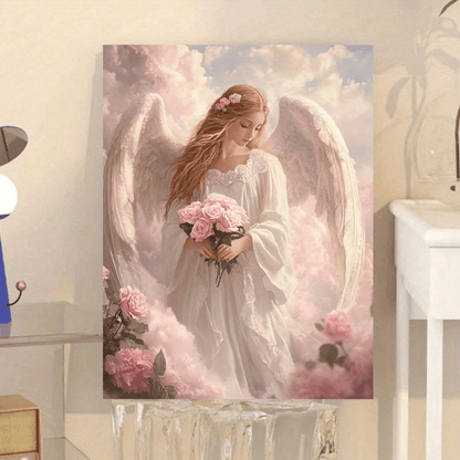 Stampa su tela intelaiata — Angelo con Rose