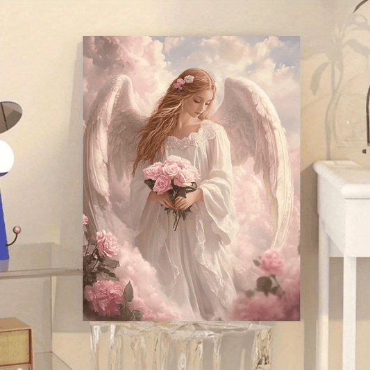 Stampa su tela intelaiata — Angelo con Rose