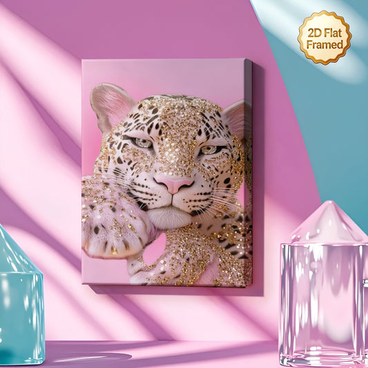 Stampa su tela intelaiata — Leopardo Glitter