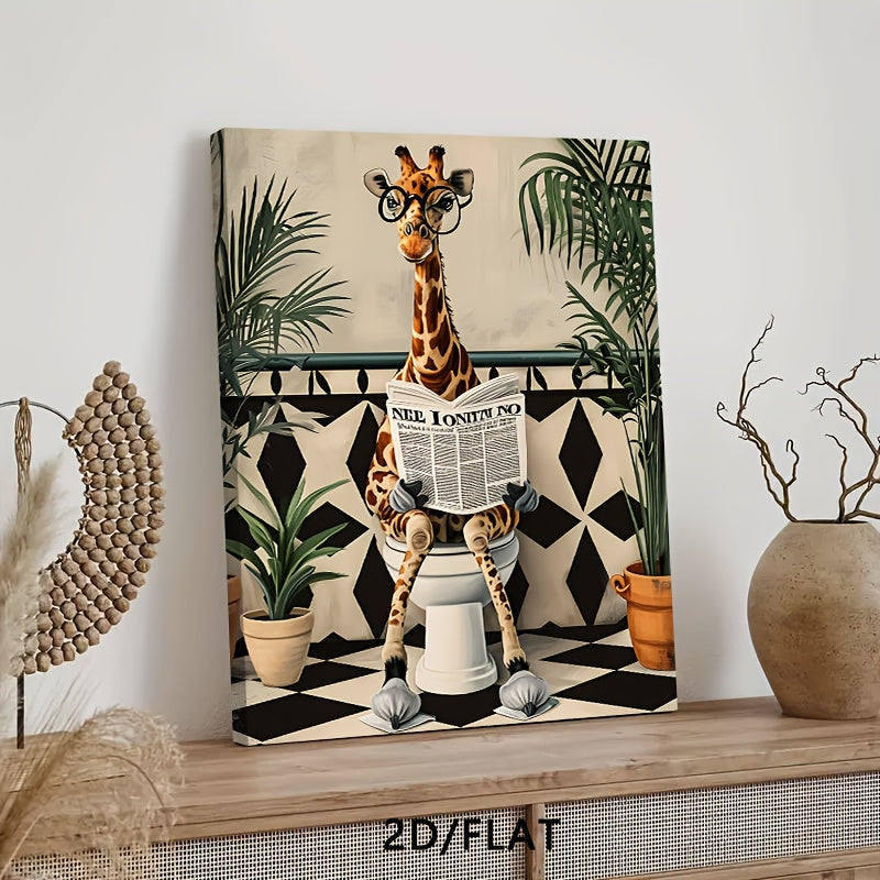 Stampa su tela intelaiata — Giraffa in Bagno