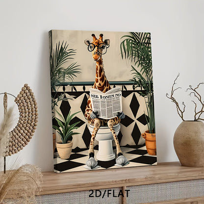 Stampa su tela intelaiata — Giraffa in Bagno