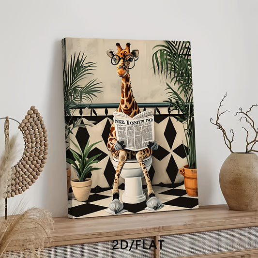 Stampa su tela intelaiata — Giraffa in Bagno