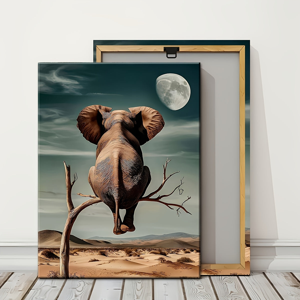 Stampa su tela intelaiata — Elefante nel Deserto