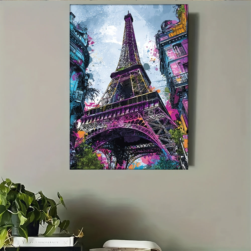 Stampa su tela intelaiata — Torre Eiffel Pop Art