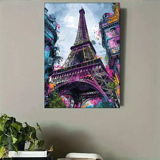 Stampa su tela intelaiata — Torre Eiffel Pop Art