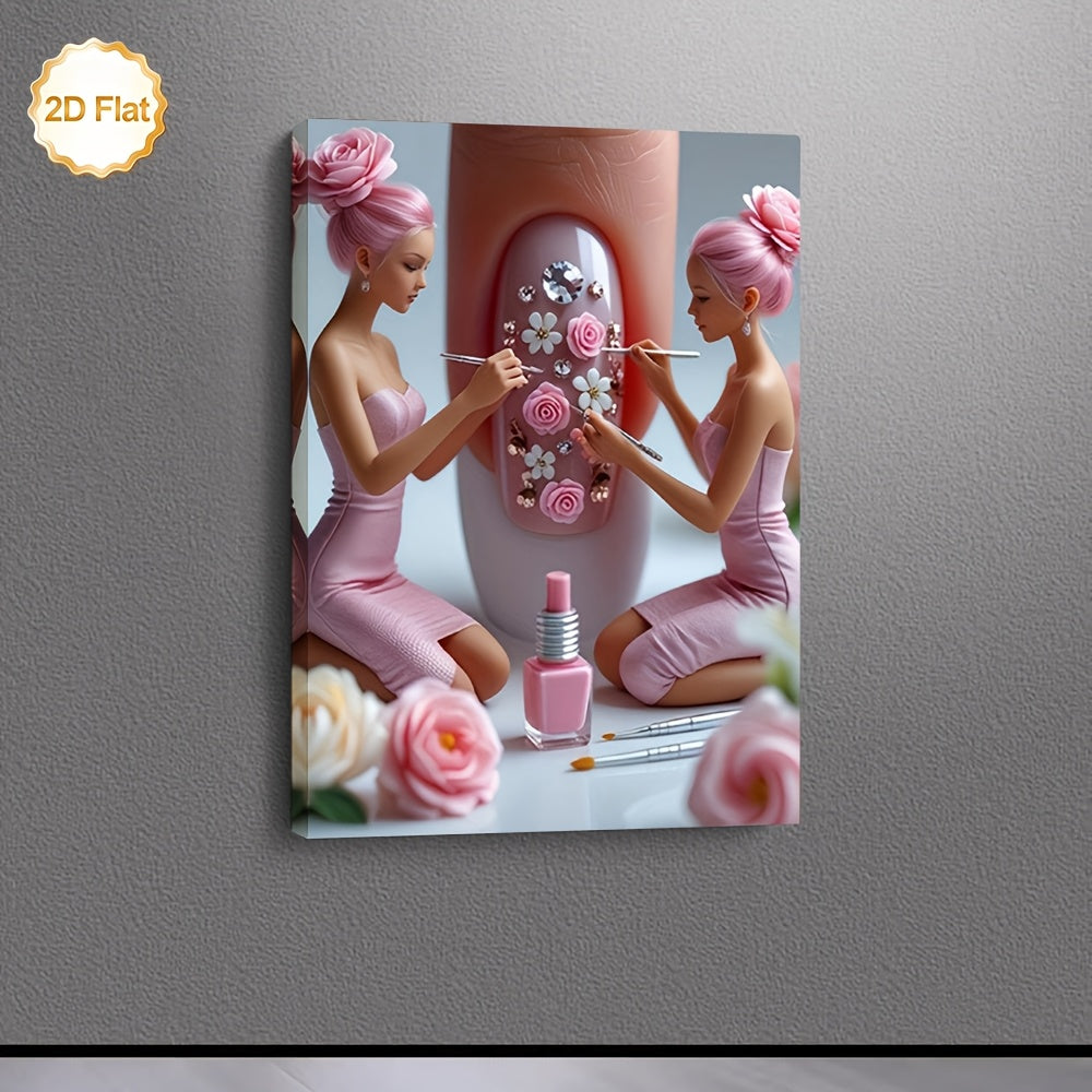 Stampa su tela — Ragazza Capelli Rosa
