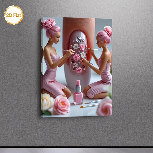 Stampa su tela — Ragazza Capelli Rosa