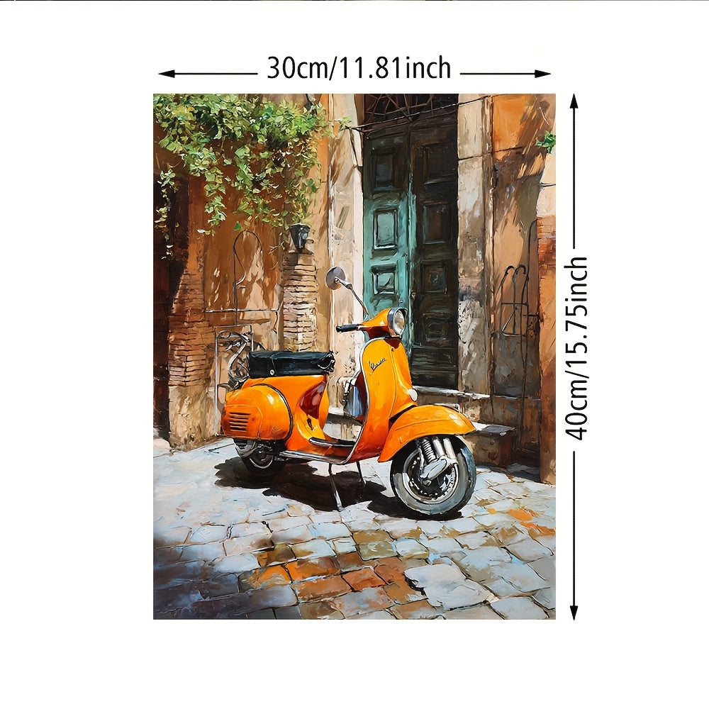 Stampa su tela intelaiata — Motoretta a Roma