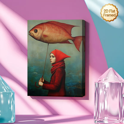 Stampa su tela intelaiata — Pesce Rosso Surreale