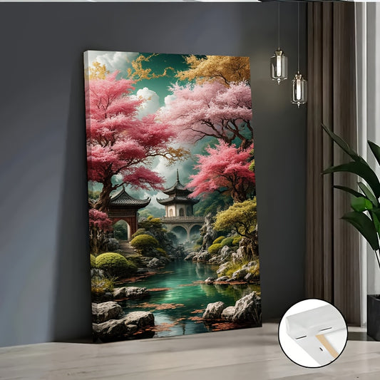Stampa su tela intelaiata — Pagoda in Fiore