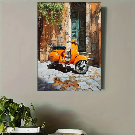 Stampa su tela intelaiata — Motoretta a Roma