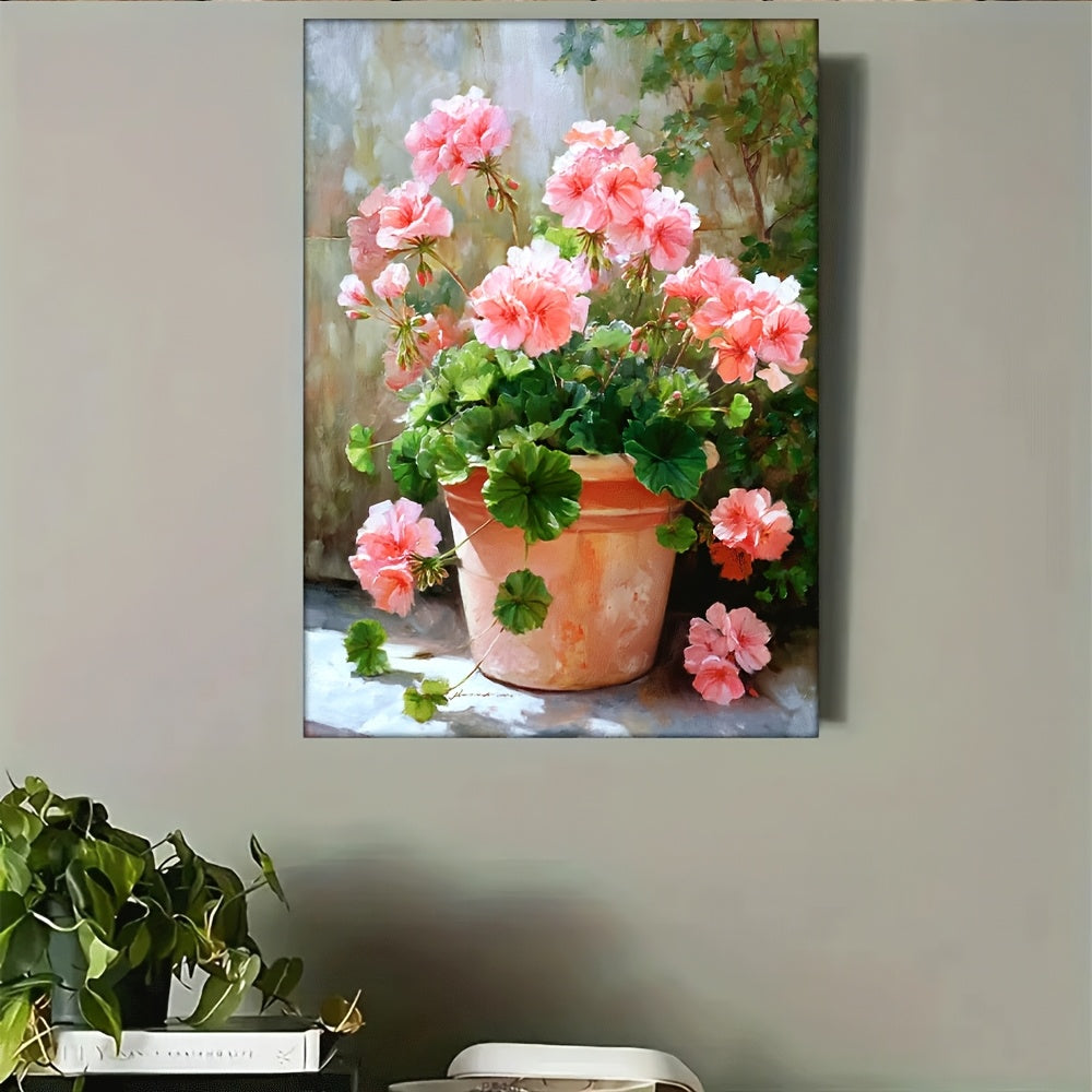 Stampa su tela intelaiata — Gerani Rosa