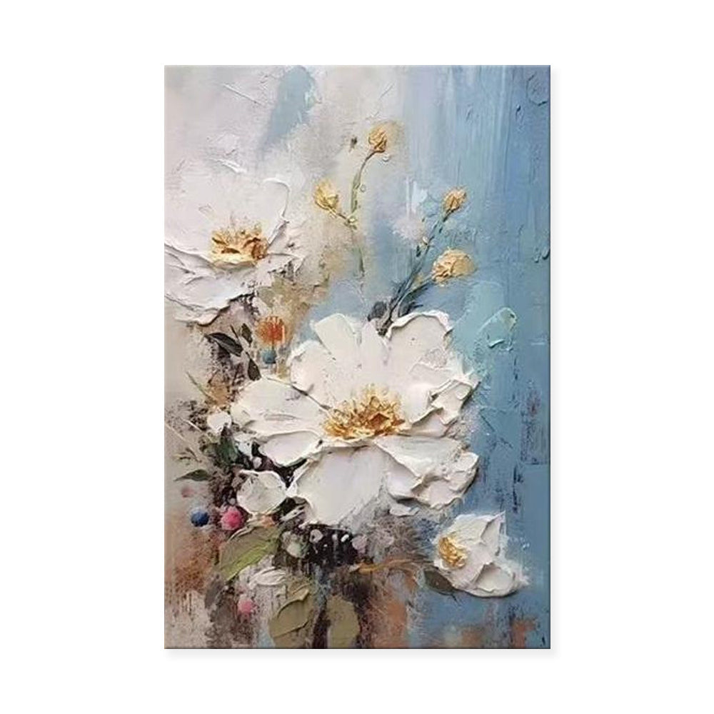 Dipinto a mano da intelaiare — Fiori Bianchi