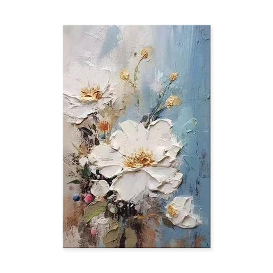 Dipinto a mano da intelaiare — Fiori Bianchi