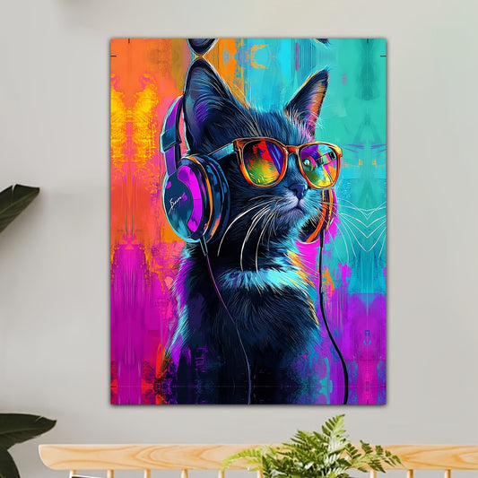 Stampa su tela — Gatto con Cuffie