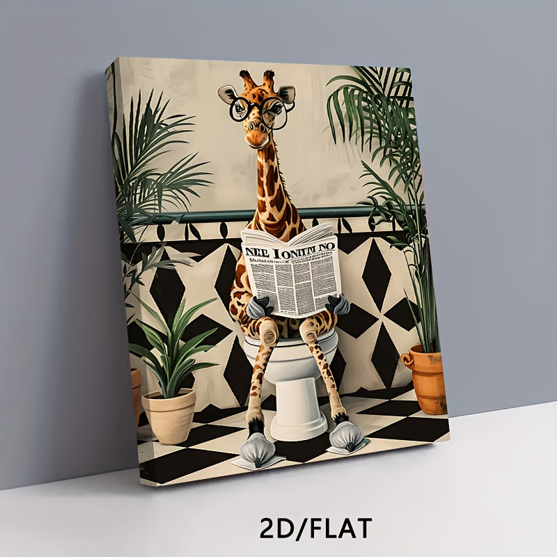 Stampa su tela intelaiata — Giraffa in Bagno