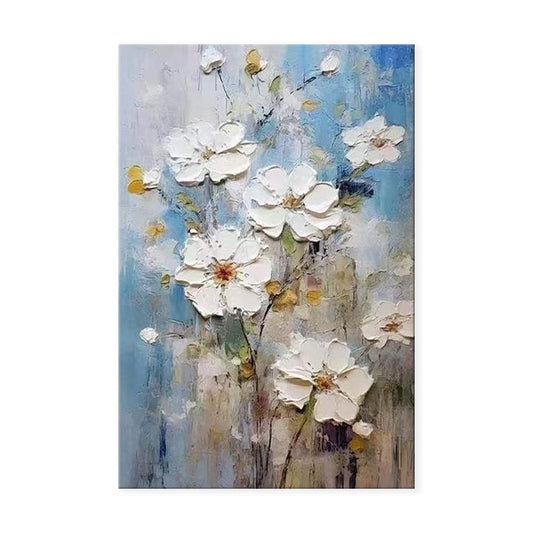 Dipinto a mano da intelaiare — Fiori Bianchi