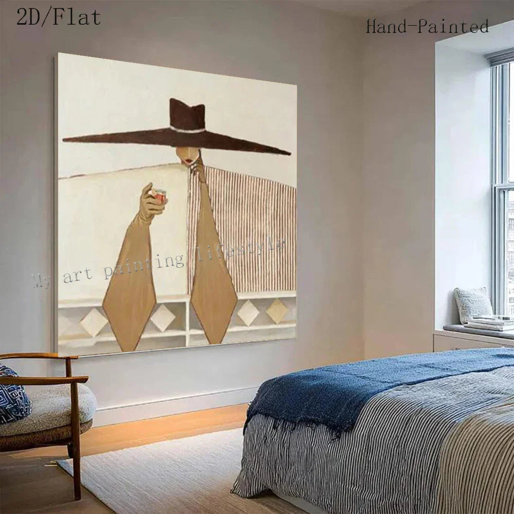 Dipinto a mano da intelaiare — Cowboy in Poltrona