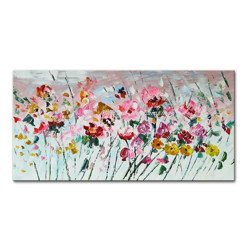 Dipinto a mano da intelaiare — Fiori a Spatola