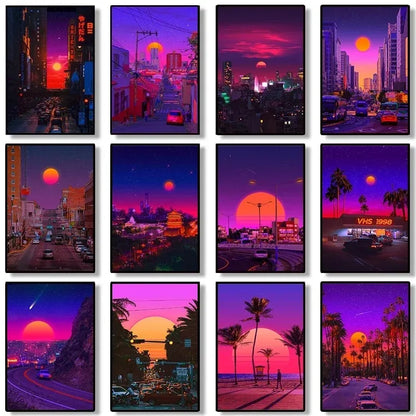 Stampa su tela da intelaiare — Miami Synthwave