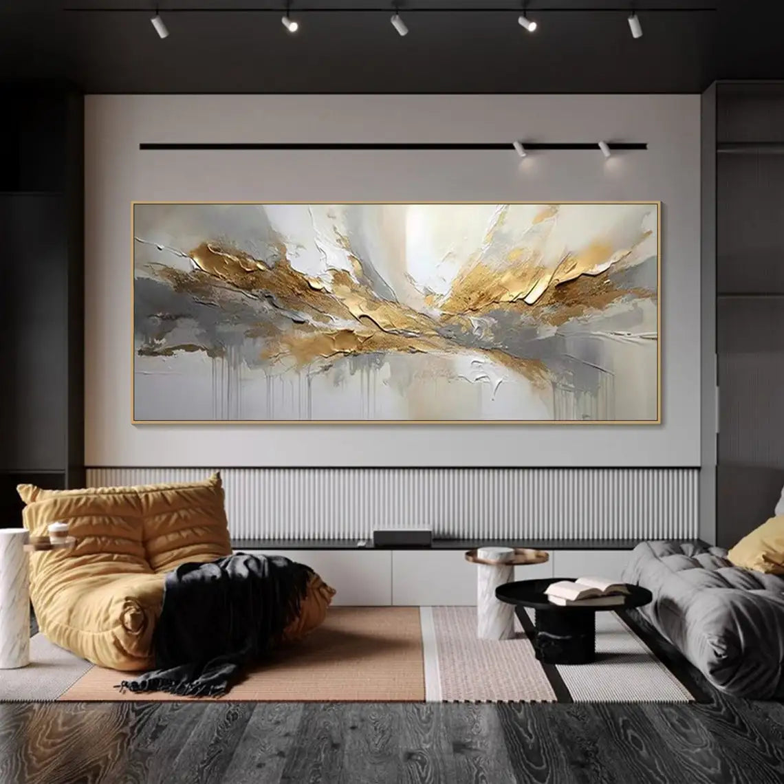 Dipinto a mano da intelaiare — Astratto Oro